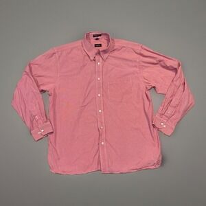 Izod Men's Size L Button Up Long Sleeve Check Shirt Red White